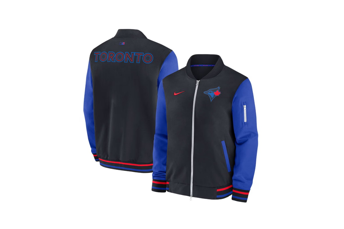 Toronto Blue Jays Nike Authentic City Connect Dugout Bomber Jacket - Mens Size: Large
