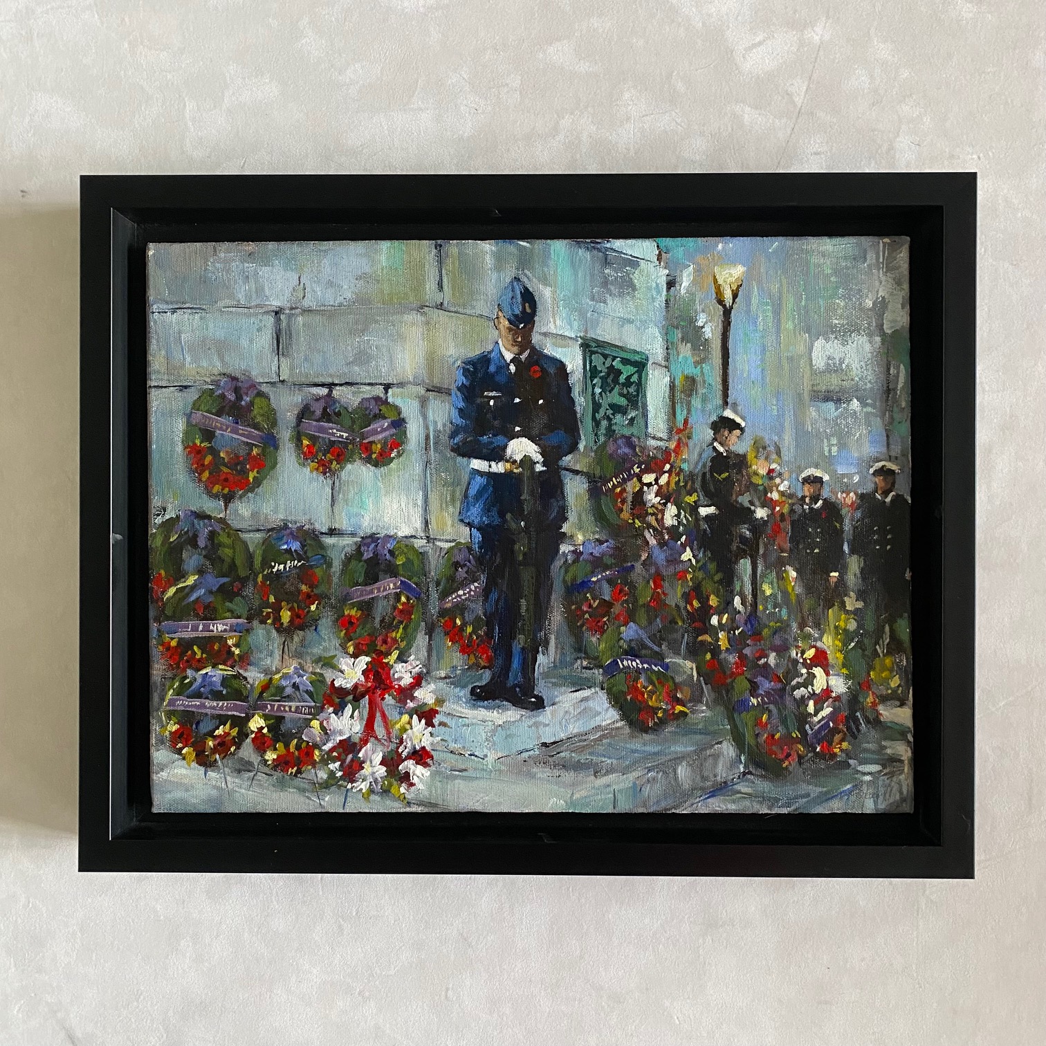 A Quiet Salute 14x18 Acrylic Canvas Framed Painting By: Gilles Boudreault
