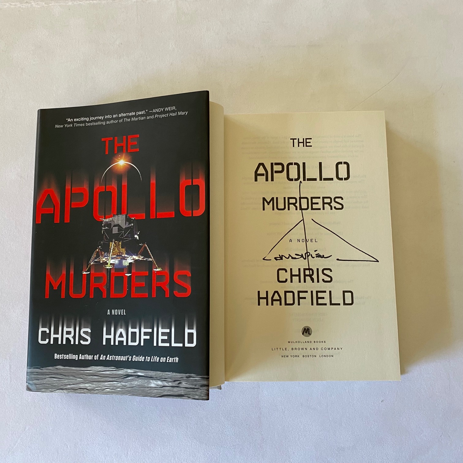 Chris Hadfield Signed “The Apollo Murders” Book  